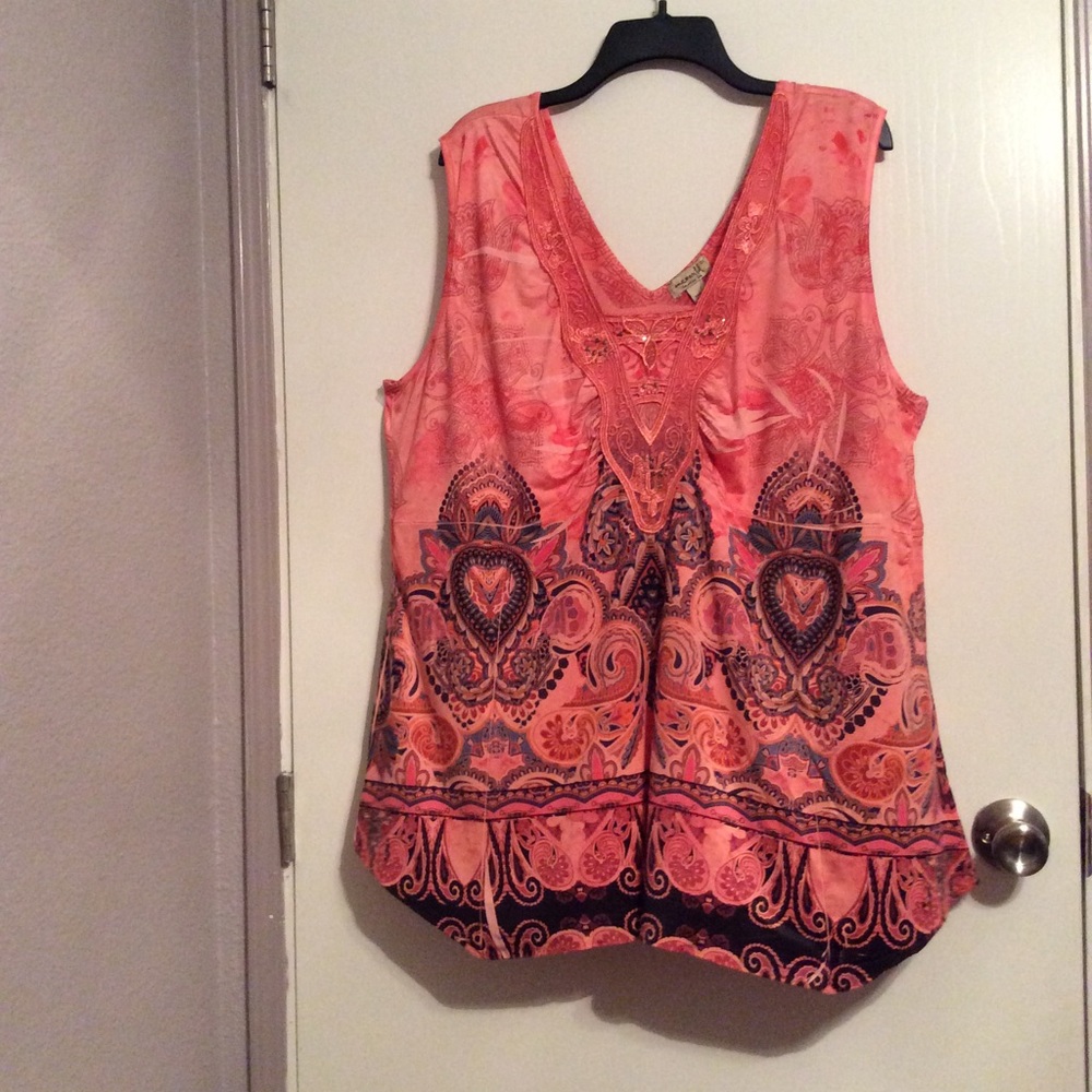 Orange flowing blouse